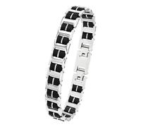 Amor Armband Edelstahl Kautschuk Herren Armschmuck, 22 cm, Silber, Kommt in Schmuck Geschenk Box, 9352524