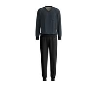 Schlafanzug CALIDA "Relax Streamline 2", Herren, Gr. XL (56), schwarz, Interlock, Obermaterial: 100% Baumwolle, bequem lang, V-Ausschnitt, angesetztes Bündchen, Homewear-Sets Schlafanzug, V-Ausschnitt