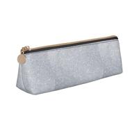 Tcoay Silbernes Muster im Diamantstil, Tragbares dreieckiges Federmäppchen mit Reißverschluss, Kosmetiktasche aus PVC-Leder für Teenager und Erwachsene