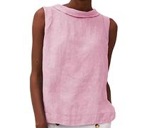 TDEOK Damen Leinen Tank Top Ärmellose Bluse Sommer - Leinen Tunika Ohne Ärmel - Blusentop Elegant Trägertop Blusentops Ärmellos Oberteil Boho Bluse Ärmellose Leinenbluse Leinenblusen Tanktop Strand