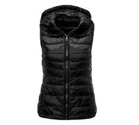 TDEOK Daunenweste Damen Mit Kapuze Kurz Schwarz Weste Steppweste Leicht Ärmellose Kapuzenweste Lightweight Damen-Westen Outdoor Daunenjacke Große Größe Übergangsweste Puffer Weste