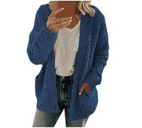 TDEOK Flauschige Strickjacke Damen Kurzmantel Wolle-üBergang Jacke Langarm Elegant Cardigan Herbst Winter Damen-Jacken Strickmantel Mit KnöPfen Strickcardigan MäDchen Herbstjacke-PlüSchjacke
