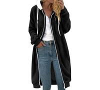 TDEOK Fleecejacke Damen Lang Große Größen, Teddyjacke Damen Mit Kapuze Flauschmantel Zip-Wintermantel Dicke Gefüttert Teddyfleec Plüschjacke Mit Taschen Warm Übergangsjacke Plüschmantel Fleecemantel