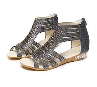 TDEOK Gladiator Gold Flach Sandalen - Römersandalen Damen Hoch - Sandals Women Elegant - Strandsandalen Frauen Keilabsatz Sommer Keilsandalen Sexy Sommerschuhe Leder Sandaletten Römer Schuhe Shoes