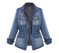 TDEOK Jeansjacke Damen Tailliert Stretch Lang - Jeansjacke Damen Xxl Stretch Lang - Jeansjacken Übergangsjacke Jeans Jacken Jeansmantel Parka Für Taillierte Zum Kleid Elegant Oversize Ausgefallen