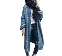 TDEOK Lange Strickjacke Damen Große Größen, Strickmantel Lang Damen Winter Cardigan Weiche Grobstrickjacke Langarm Longstrickjacke Open Front Sweater Lose Strickcardigan Winter Pullover Wintermantel