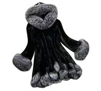 TDEOK Pelzjacke Damen Langarm Elegant Kunstfell-Jacke Lang Pelz-Winterjacke Mit Fellkragen Felljacke Kunstpelz Jacke Winter Übergangsjacke Teddyfell-Mantel Pelzmantel Faux Fur Jacke Hochzeitsjacke