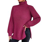 TDEOK Rollkragenpullover Damen Oversize: Grobstrickpullover Damen Winter Langarm Strickpullover Elegant Stricken Pull Winter Sweatshirt Winterpullover Casual Sweatshirts Strickpulli Rollkragenpulli