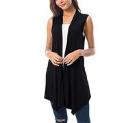 TDEOK Strickjacke Damen Leicht Elegant: Ärmellose Jacke Lang Sommer Cardigan Wasserfall Offene Strickmantel Leichte Sommerjacke Feinstrick-Jacke Herbst Übergangsjacke 2023 Strickjacken-Strickweste