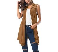 TDEOK Strickjacke Damen Leicht Elegant: Ärmellose Jacke Lang Sommer Cardigan Wasserfall Offene Strickmantel Leichte Sommerjacke Feinstrick-Jacke Herbst Übergangsjacke 2023 Strickjacken-Strickweste