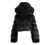 TDEOK Wintermantel Damen Elegant Warm Winterjacke Schwarz Kurz Pelzjacke Langarm Kunstfelljacke Kurze Kunstpelz Jacke Felljacke Kunstfell-Jacke Fellmantel Winter Uebergangsjacke Pelz Fell Jacken