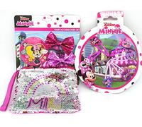 TDL Disney Minnie Mouse Geschenkset Spiegel + Pailletten Geldbörse + 2 Schleifen + 6 Haarklips - Offiziell Lizensiert - Mirror + Sequin Purse + 2 Bows + 6 Hair Clips - Gift Bundle