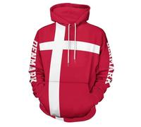 TDNEKMCA Hoodie Herren Kapuzenpullover Für Herren, Kapuzenpullover Für Den Außenbereich, Sweatshirt Mit Retro-Flagge Aus Dänemark, Modischer Aufdruck Für Herbst Und Winter, Langärmelige Kapuzen