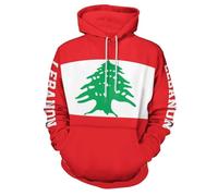 TDNEKMCA Hoodie Herren Kapuzenpullover, Unisex-Kapuzenpullover Mit Libanon-Flagge, Warmes Und Bequemes Großes Sweatshirt, Herbst-Winter-Kapuzenpullover Mit Taschen Für Männer Und Frauen 1 L