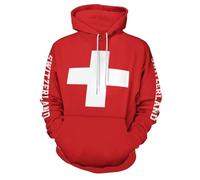 TDNEKMCA Hoodie Herren Unisex Hoodie Sweatshirt, Schweiz Flagge Hip Hop Tops Lässiger Kapuzenpullover Flagge Bedruckt Lässige Streetwear Für Herbst Winter Outdoor Pullover 1 XL
