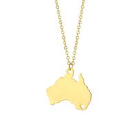 TDNEKMCA Karte Von Australien Halskette, Australien Karte Anhänger Mit Nationalen Grenzen Herz Hohlen Schmuck, Australien Umriss Anhänger Halskette Männer Frauen Jungen, Gelb, 50 cm