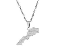TDNEKMCA Marokko-Karten-Anhänger-Halskette - Trendiger Vintage-Anhänger Mit Ethnischen Landeskonturkarten Und Nationalen Stadtnamen - Für Damen Und Herren, Patriotischer Charm-Schmuck, Weiß, 50 cm