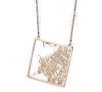 TDNEKMCA Rio De Janeiro, Brasilien-Karte-Halskette, Mit Nationalen Stadtgrenzen, Vintage-Hohlmuster, Personalisierter Rio-Karte-Schmuck, Umriss-Patriotischer-Anhänger-Halskette, Rose, 50 cm