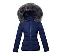 Tdvcpmkk Abnehmbare Damenjacke, PlUK-Größe, Parka, warme Daunenjacke, dunkelblau, M