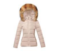 Tdvcpmkk Abnehmbare Damenjacke, PlUK-Größe, Parka, warme Daunenjacke, Khaki1, S