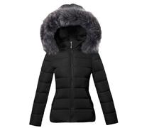 Tdvcpmkk Abnehmbare Damenjacke, PlUK-Größe, Parka, warme Daunenjacke, Schwarz , S