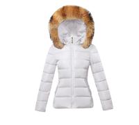 Tdvcpmkk Abnehmbare Damenjacke, PlUK-Größe, Parka, warme Daunenjacke, weiß 2, S