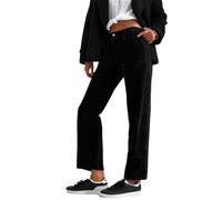 Tdvcpmkk Cordhose für Damen, elastische Taille, gerades Bein, Stretch, lässig, bequem, lockere Hose mit Taschen, Schwarz , XL