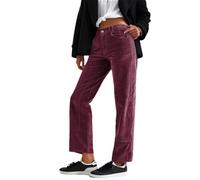 Tdvcpmkk Cordhose für Damen, elastische Taille, gerades Bein, Stretch, lässig, bequem, lockere Hose mit Taschen, violett, M