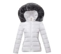 Tdvcpmkk Damen abnehmbare Jacke PlUK Größe Parka warme Daunenjacke, weiß, 36