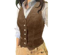 Tdvcpmkk Damen Cordweste Ärmellose Jacke Slim New Coat Strickweste Khaki L, khaki, 42