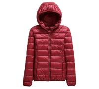 Tdvcpmkk Damen Daunenjacke PlUK Size Hooded Damen Ultraleichte Faltbare Daunenjacke, weinrot, 42