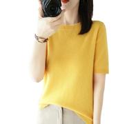 Tdvcpmkk Damen Frühling und Sommer Pullover Kurzarm Rundhals Bottoming Shirt Strickpullover 2025 Slim Fit Strickpullover, ingwer, S
