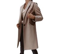 Tdvcpmkk Damen Herbst und Winter Polokragen mittellang geknöpfter Wollmantel, aprikose, 50