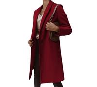 Tdvcpmkk Damen Herbst und Winter Polokragen mittellang geknöpfter Wollmantel, rot, 46