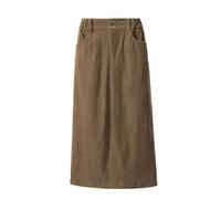 Tdvcpmkk Damen Herbst- und Wintercordrock Gerader Rock in mittlerer Länge, khaki, XXL