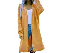 Tdvcpmkk Damen Langarm Pullover Cardigan Herbst und Winter Lange Strickjacke Lose Jacke, gelb, L
