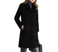 Tdvcpmkk Damen Langer Wollmantel Herbst und Winter Mittellanger Einreiher Slim Fit Mischwollmantel für Frauen, Schwarz , 36