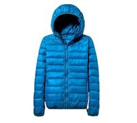 Tdvcpmkk Damen Leichte Faltbare Daunenjacke Damen Hoodie Jacke, Blaue Kapuze, 54