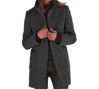 Tdvcpmkk Damen Mantel Einfarbig Knopf Stehkragen Wollmantel Modische Frauen Windjacke Lässiger Dicker Mantel, Dunkelgrau9, 48