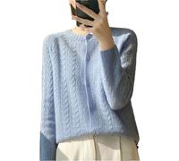 Tdvcpmkk Damen Merino Strickpullover Rundhals Hohl Sweater Cardigan Raglanärmel Frühling und Herbst Kaschmir Pullover, himmelblau, XL