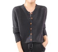Tdvcpmkk Damen Merino Wolle Sweater V-Ausschnitt Knopf Langarm Cardigan Warm Strickpullover, Dunkelgrau9, M