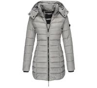 Tdvcpmkk Damen Mittellange Slim Baumwolle Warme Jacke Damen Baumwolljacke, grau, 36