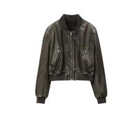 Tdvcpmkk Damen Retro Kunstleder Bomberjacke Tops Damen Stil, Bild, S