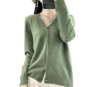 Tdvcpmkk Damen-Strickjacke aus Merinowolle mit V-Ausschnitt aus Kaschmir, Strickoberteil, türkis, M