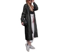 Tdvcpmkk Damen Strickjacke, lang, locker, mit Kapuze, langärmelig, Winterpullover, Dunkelgrau9, L