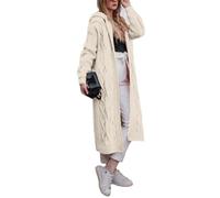 Tdvcpmkk Damen Strickjacke, lang, locker, mit Kapuze, langärmelig, Winterpullover, weiß, L