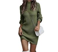 Tdvcpmkk Damen-Strickkleid Für Frühling Und Herbst, Stehkragen, Laterne, Langarm, Mini-Pullover-Kleid
