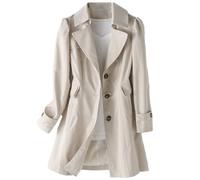 Tdvcpmkk Damen Trenchcoat Langer Einreiher Slim Fit Mantel Damenmode Langarm Trenchcoat, Beige, L