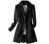 Tdvcpmkk Damen Trenchcoat Langer Einreihiger Slim Fit Mantel Damenmode Langarm Trenchcoat, Schwarz, L