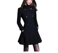 Tdvcpmkk Damen Winter Schwarz Wollmischung Slim Fit High-End Mantel, Schwarz AALining, 38